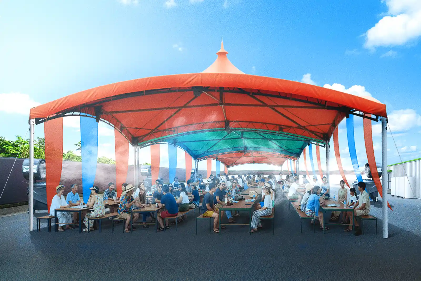 ショーの待ち時間も快適に！休憩スペース新設！