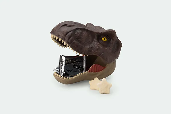 せんべい入り 恐竜の顔フィギュア